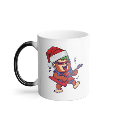 Rock Star Monkey Color Changing Mug 11oz | Heat Reveal Christmas Guitar Mug