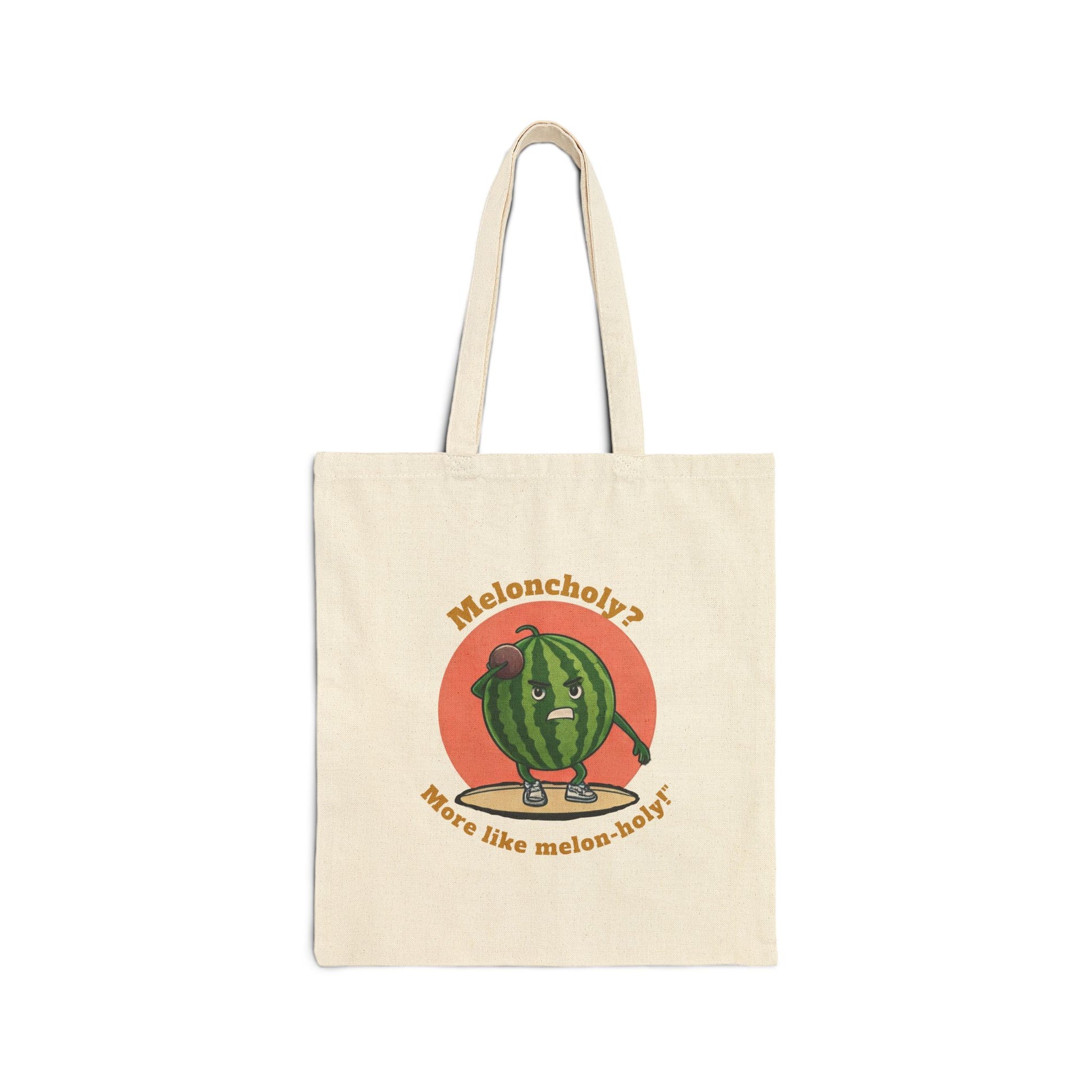 Melon-holy Tote Bag: Funny Weightlifting Watermelon Gym Bag Natural 15" x 16"