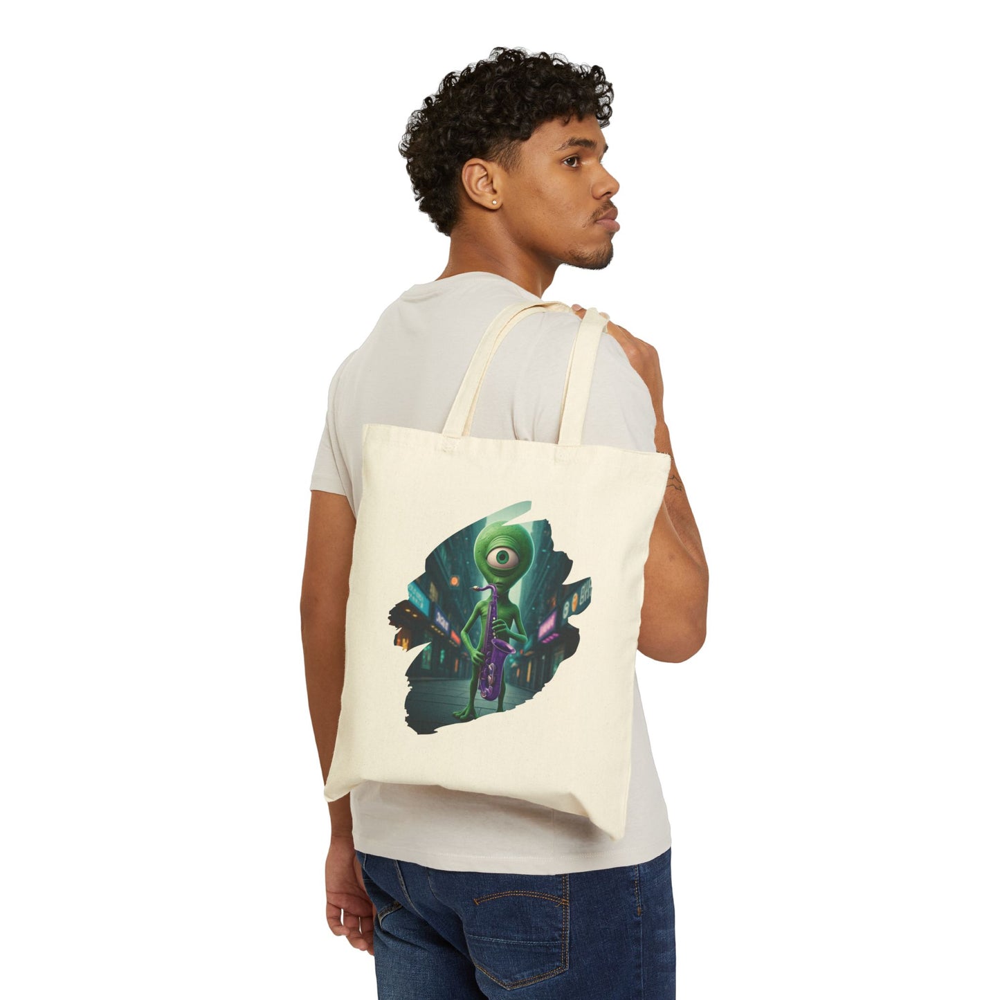 Alien Jazz Player Tote Bag - Romantic and Unique