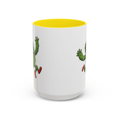 Cactus Mania Running Cactus Mug - Fun & Eco-Friendly Ceramic Coffee Cup 15oz Yellow