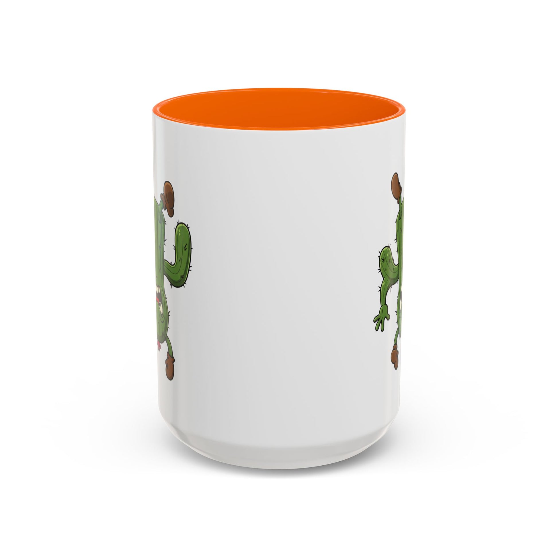 Cactus Mania Shocked Cactus Mug - Upside Down Fun Ceramic Cup 15oz Orange