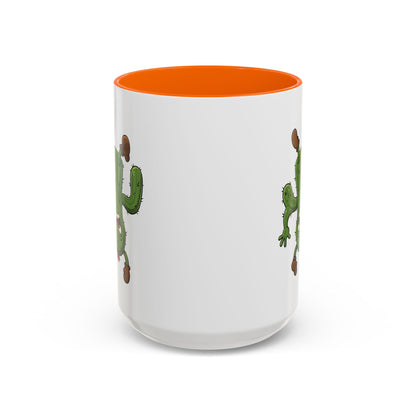 Cactus Mania Shocked Cactus Mug - Upside Down Fun Ceramic Cup 15oz Orange