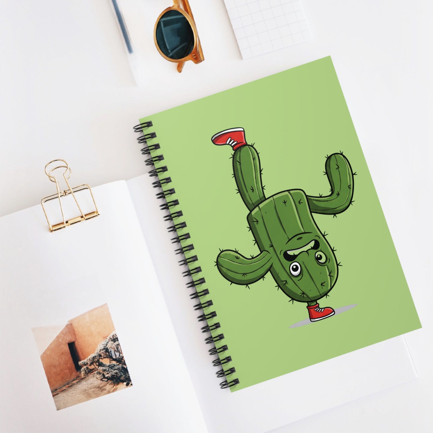 Prickly Situation! Funny Cactus on Foot Spiral Notebook | Stressed Mood Gift