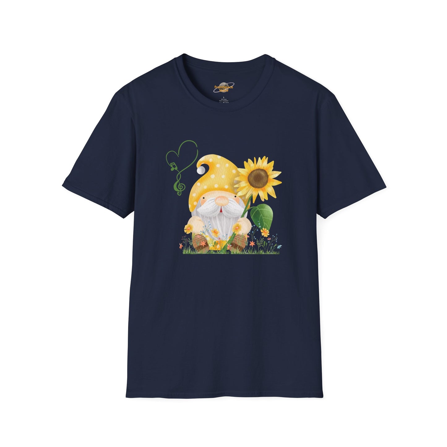 Gnome with Sunflower Unisex T-Shirt: Sunshine, Smiles & Secret Songs