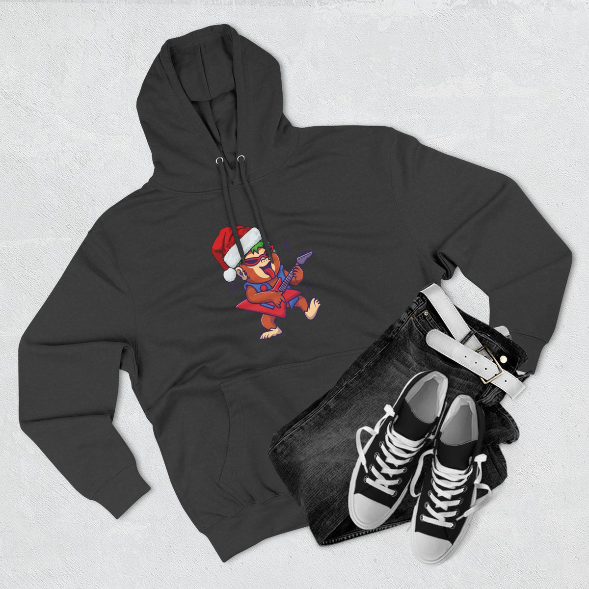 Copy of Three-Panel Fleece Hoodie - happy holiday gorilla