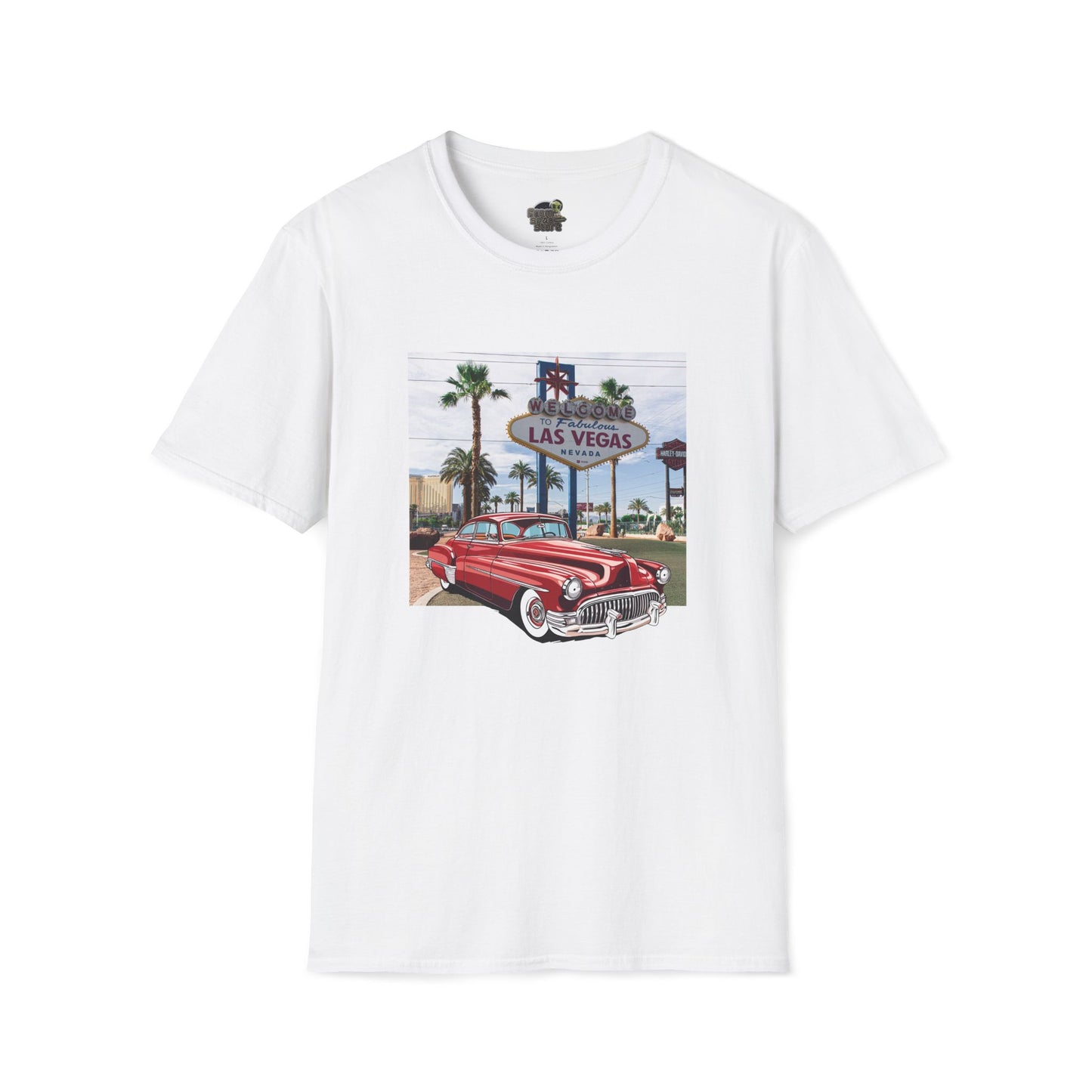 Vegas Cruiser T-Shirt: Retro Las Vegas Sign & Classic Red Car | Vintage Road Trip Tee