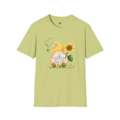 Gnome with Sunflower Unisex T-Shirt: Sunshine, Smiles & Secret Songs
