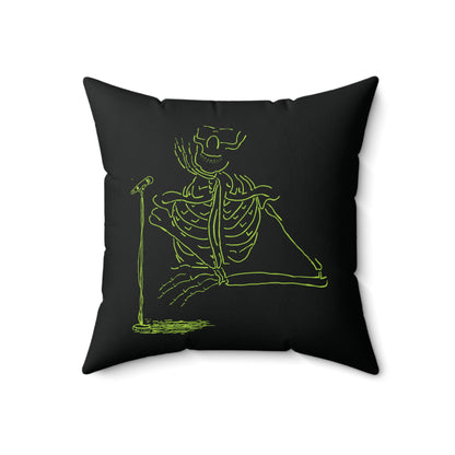 Unplugged & Unbound: Sitting Singer Skeleton Pillow