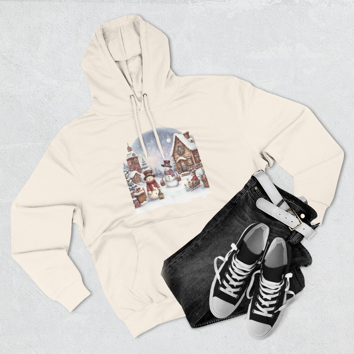 Three-Panel Fleece Hoodie - snowman design