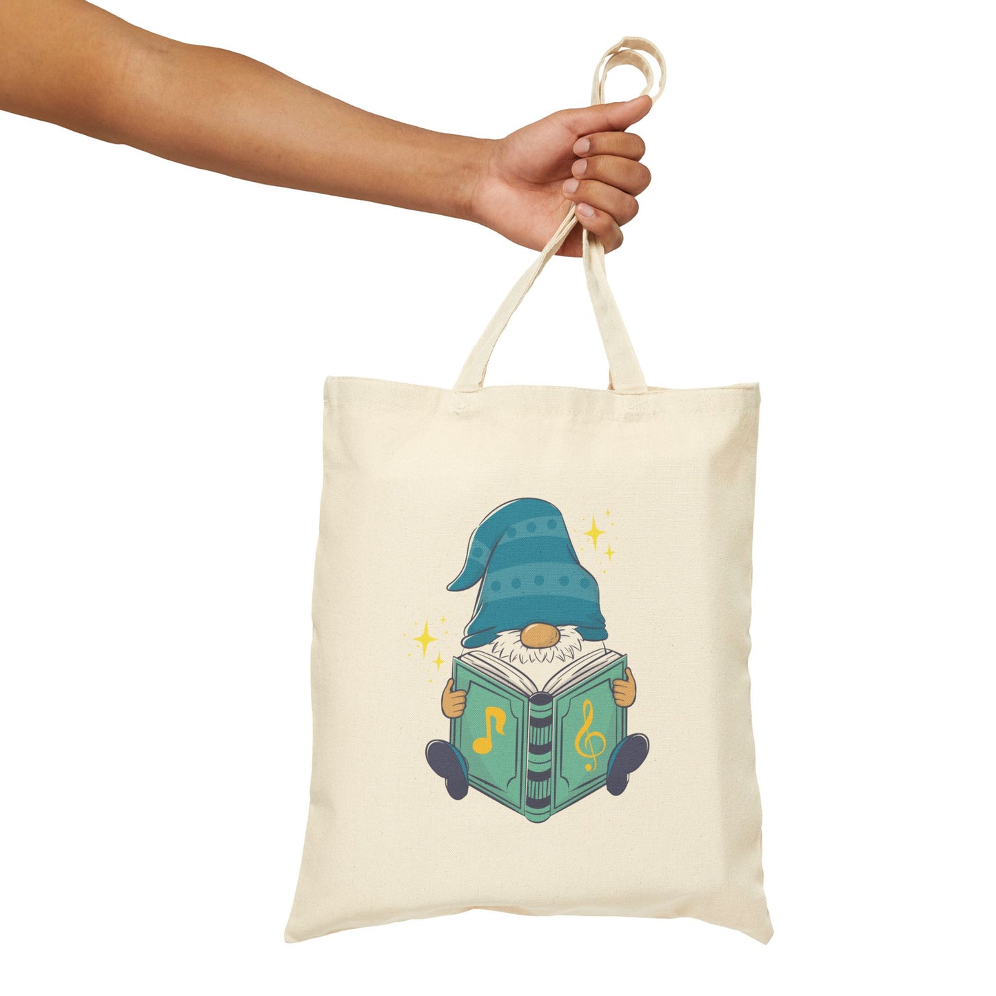 Magical Reading Gnome Tote Bag: Carry Your Stories & Sparkle (Natural & Black Canvas)