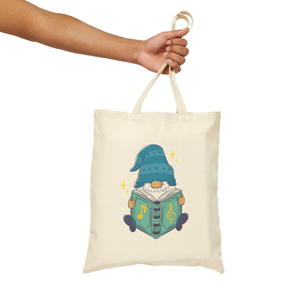 Magical Reading Gnome Tote Bag: Carry Your Stories & Sparkle (Natural & Black Canvas)
