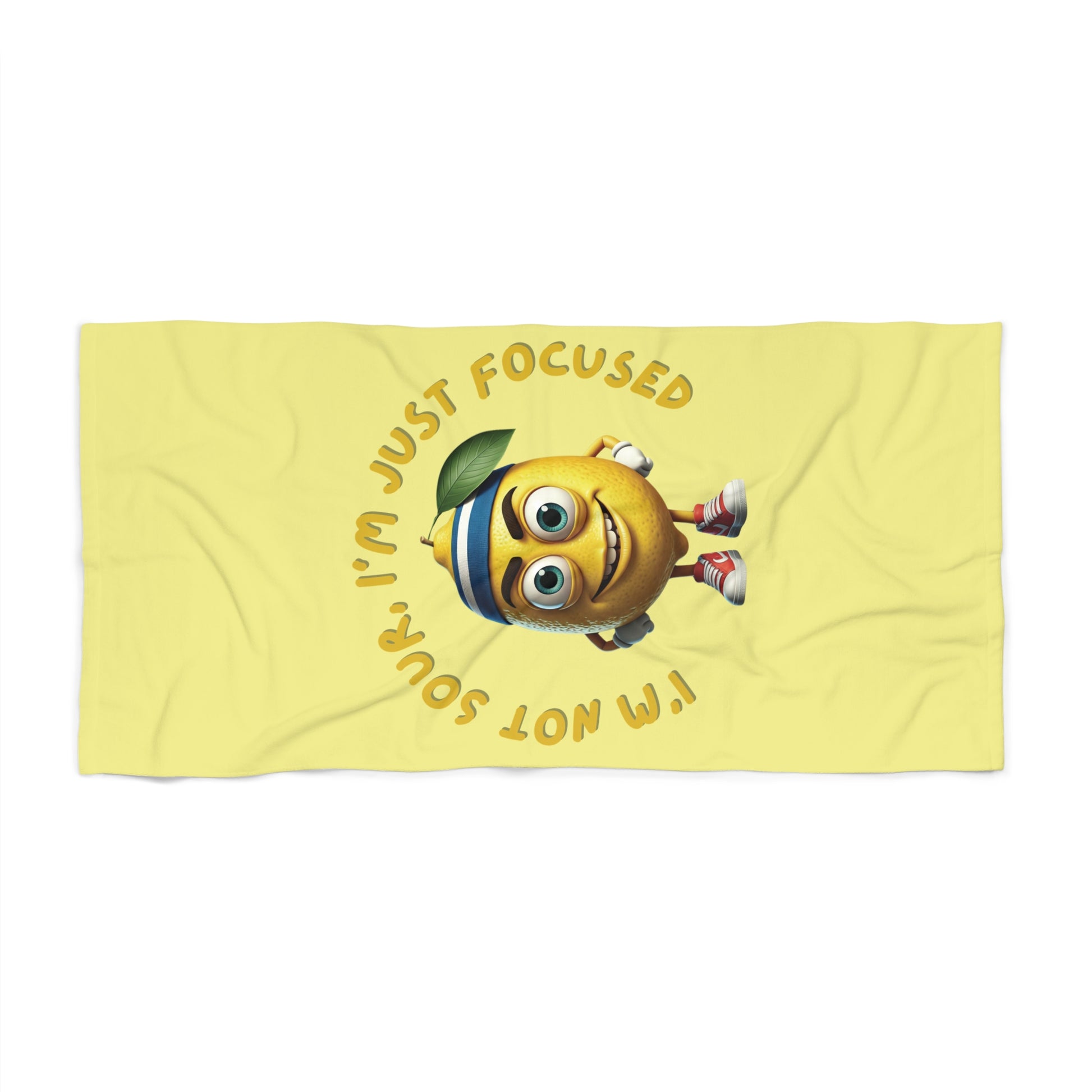 "Not Sour, Just Focused" Lemon Beach Towel: Fun & Unique for Fitness Lovers – Perfect for Beach & Pool!