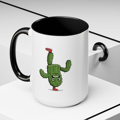 Cactus Mania Upside Down Cactus Mug - Unique & Fun Ceramic Cup for All Ages 15oz Black