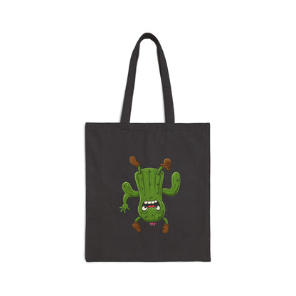 Shocked Cactus Tote Bag - Unique, Fun & Eco-Friendly Style! Black 15" x 16"