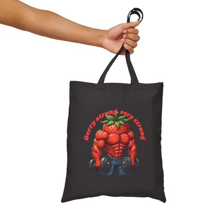 Berry Strong Tote Bag: Funny Strawberry Gym & Shopping Bag