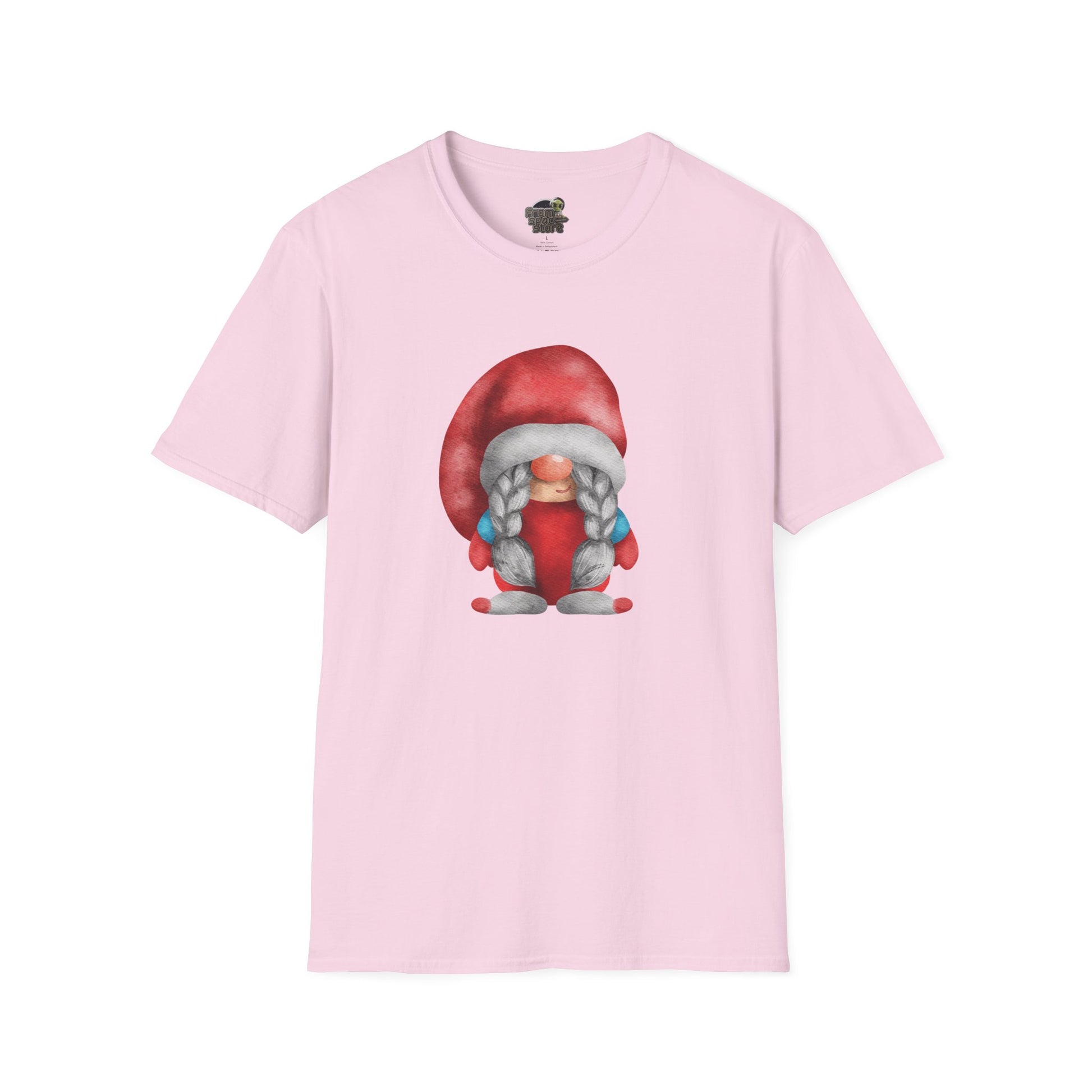 Cute Gnome T-shirt | Soft and Comfy Cotton Tee for Women | Perfect for Casual Wear | Unique Gift Idea | Gnome Lovers Light Pink