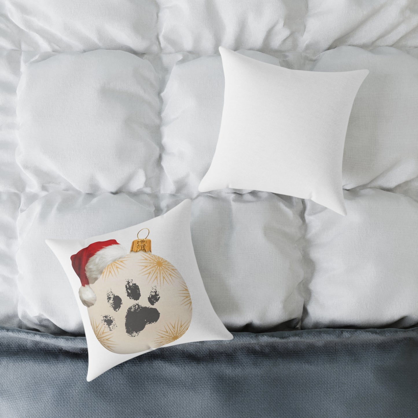 'Santa Paws' Christmas Throw Pillow | Paw Print Pet Lover Holiday Decor