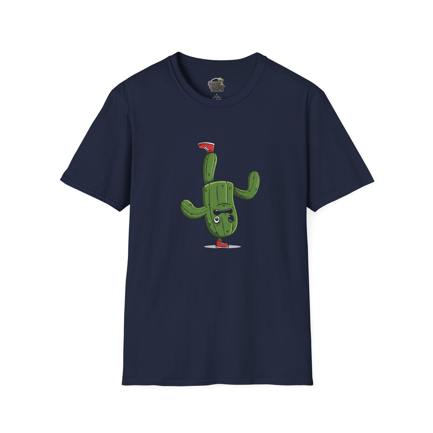 Upside-Down Cactus T-Shirt: Fun & Quirky Organic Cotton Tee | Cactus Mania Collection Navy