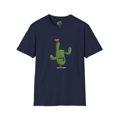 Upside-Down Cactus T-Shirt: Fun & Quirky Organic Cotton Tee | Cactus Mania Collection Navy