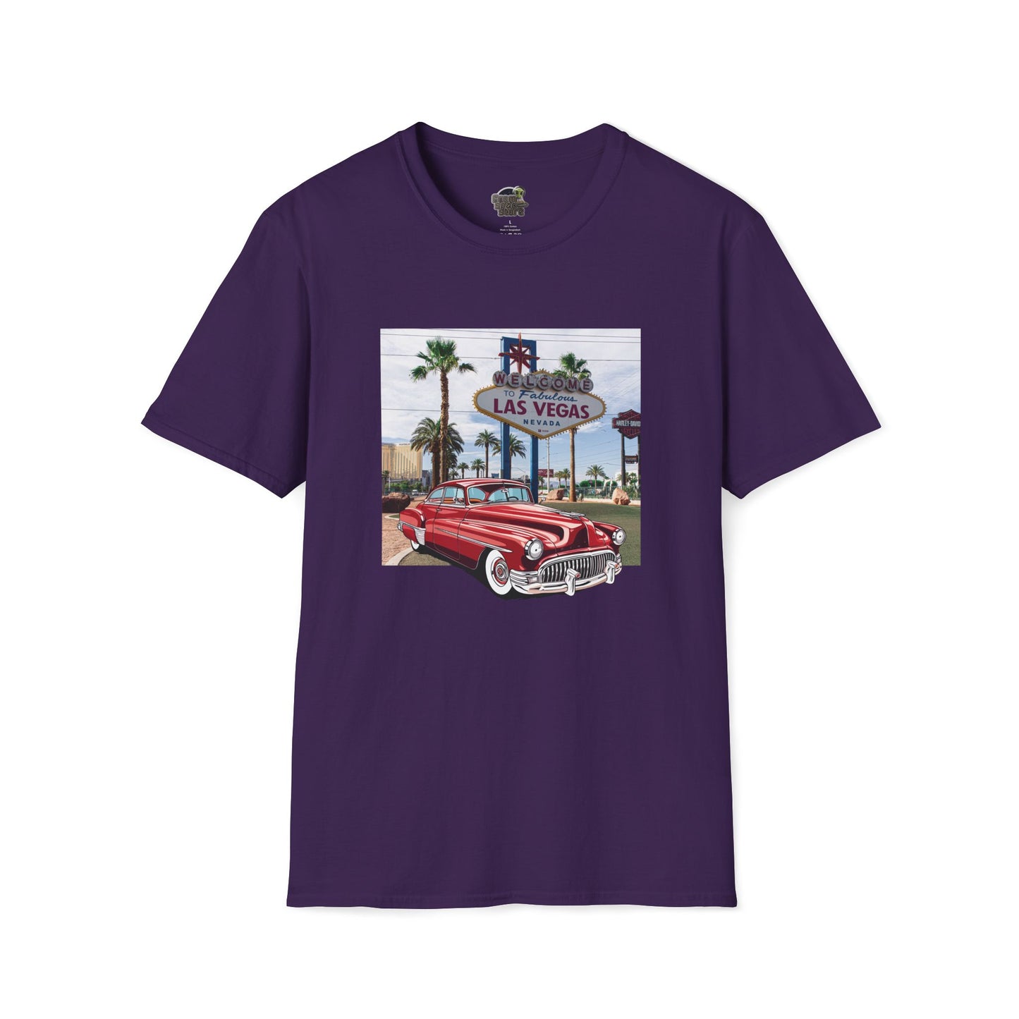 Vegas Cruiser T-Shirt: Retro Las Vegas Sign & Classic Red Car | Vintage Road Trip Tee
