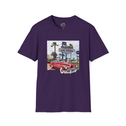Vegas Cruiser T-Shirt: Retro Las Vegas Sign & Classic Red Car | Vintage Road Trip Tee
