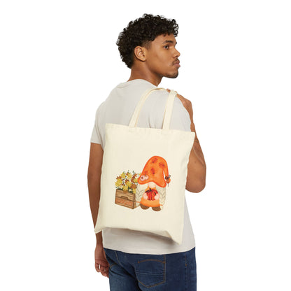 Enchanting Autumn Gnome Tote Bag: Carry Your Fall Magic & Melodies (Natural & Black Canvas)