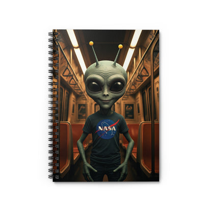 Alien in Subway Spiral Notebook - Your Mysterious Travel Companion for Your Thoughts