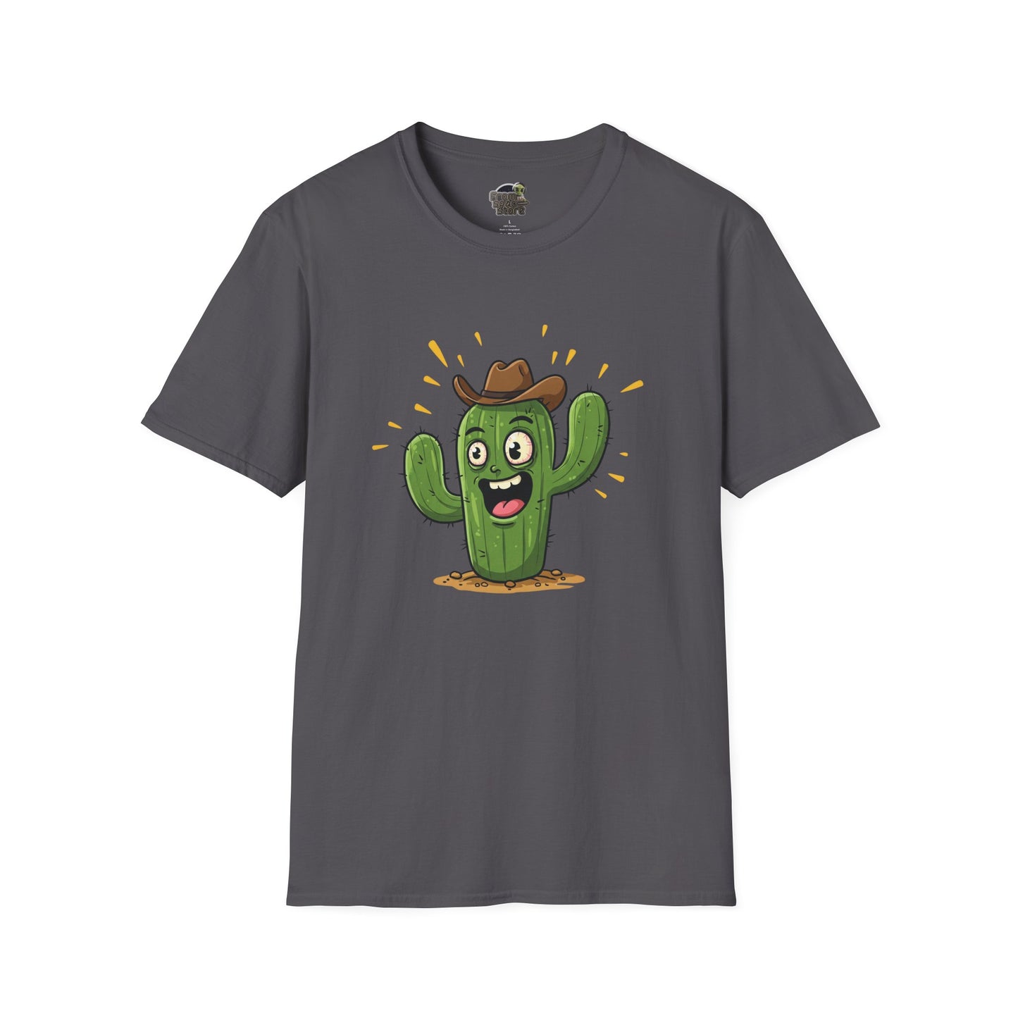 Cactus Mania T-Shirt: Yeehaw! Funny Cowboy Cactus Tee | Organic Cotton Unisex Shirt Charcoal