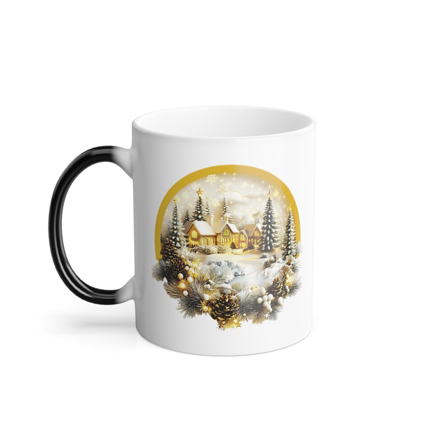 Magic Gold Christmas Village Color Changing Mug | Heat Reveal Holiday Coffee Cup