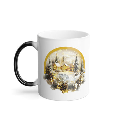 Magic Gold Christmas Village Color Changing Mug | Heat Reveal Holiday Coffee Cup
