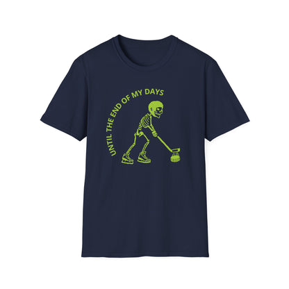 Hockey 'Til I Die: Skeleton fluo Hockey Player T-Shirt | Men's Short Sleeve Tee - Unisex Softstyle T-Shirt Navy