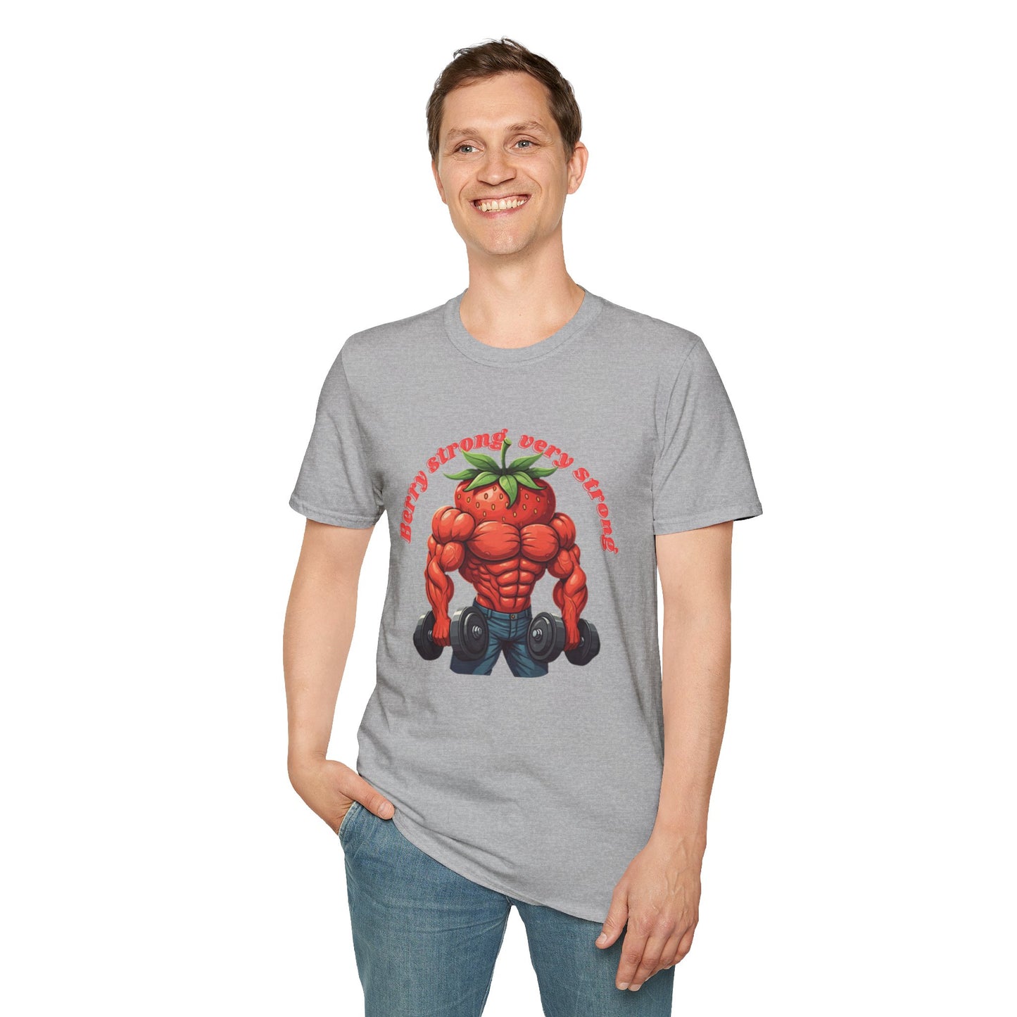 Berry Strong t-shirt: Funny Strawberry Bodybuilder Tee