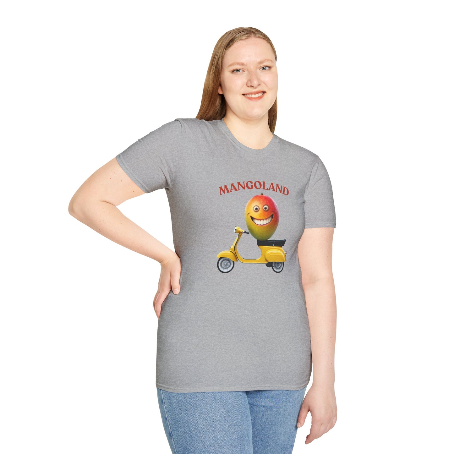 Mangoland t-shirt: Funny Mango Riding Vespa Tee