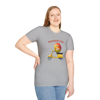 Mangoland t-shirt: Funny Mango Riding Vespa Tee