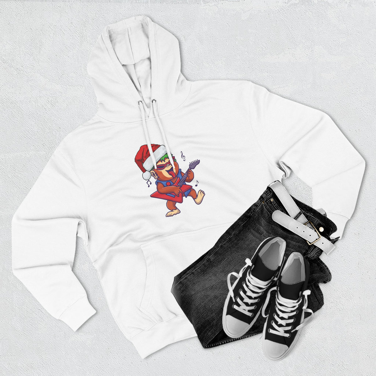 Copy of Three-Panel Fleece Hoodie - happy holiday gorilla