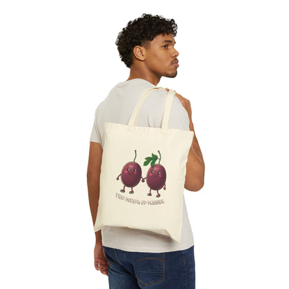 Power of Passion Tote Bag: Funny Holding Hands Fruit Bag