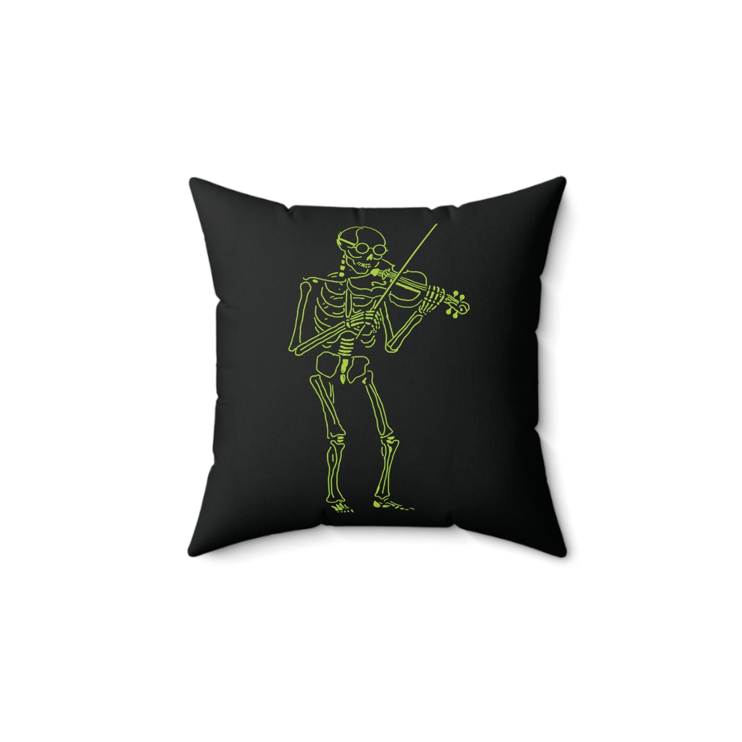 Symphonic Shadow: Fluo Violinist Skeleton Pillow