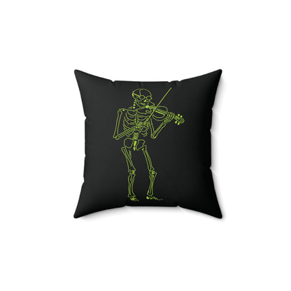 Symphonic Shadow: Fluo Violinist Skeleton Pillow