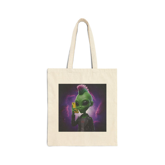 Techy Alien Punk Tote Bag | Stay Connected with Style!