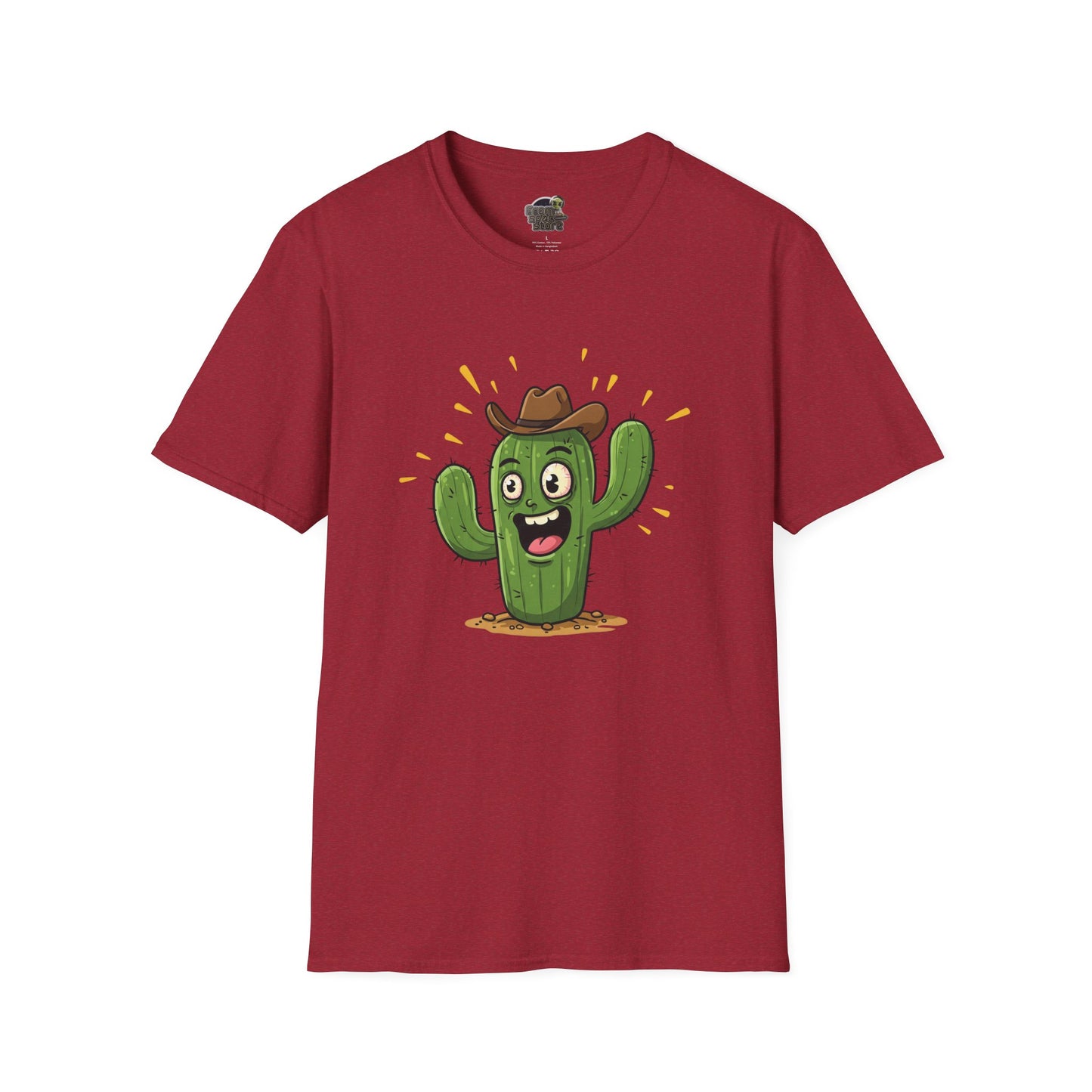 Cactus Mania T-Shirt: Yeehaw! Funny Cowboy Cactus Tee | Organic Cotton Unisex Shirt Antique Cherry Red
