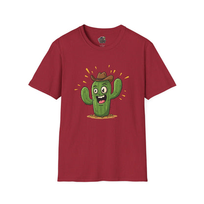 Cactus Mania T-Shirt: Yeehaw! Funny Cowboy Cactus Tee | Organic Cotton Unisex Shirt Antique Cherry Red