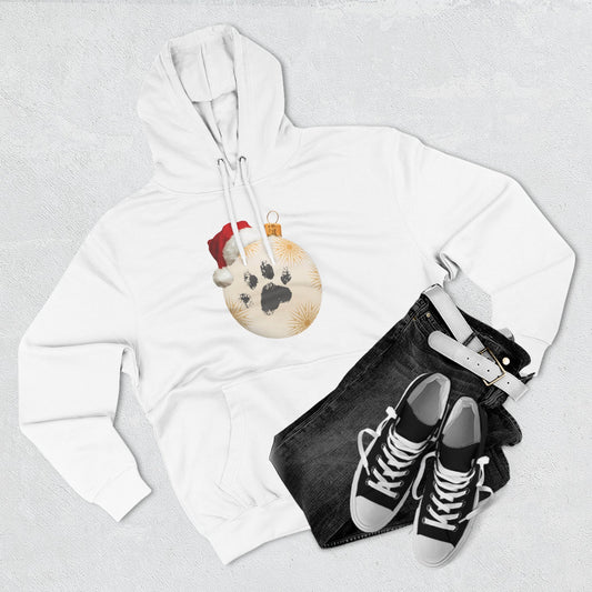 Christmas Paw Print Bauble Fleece Hoodie