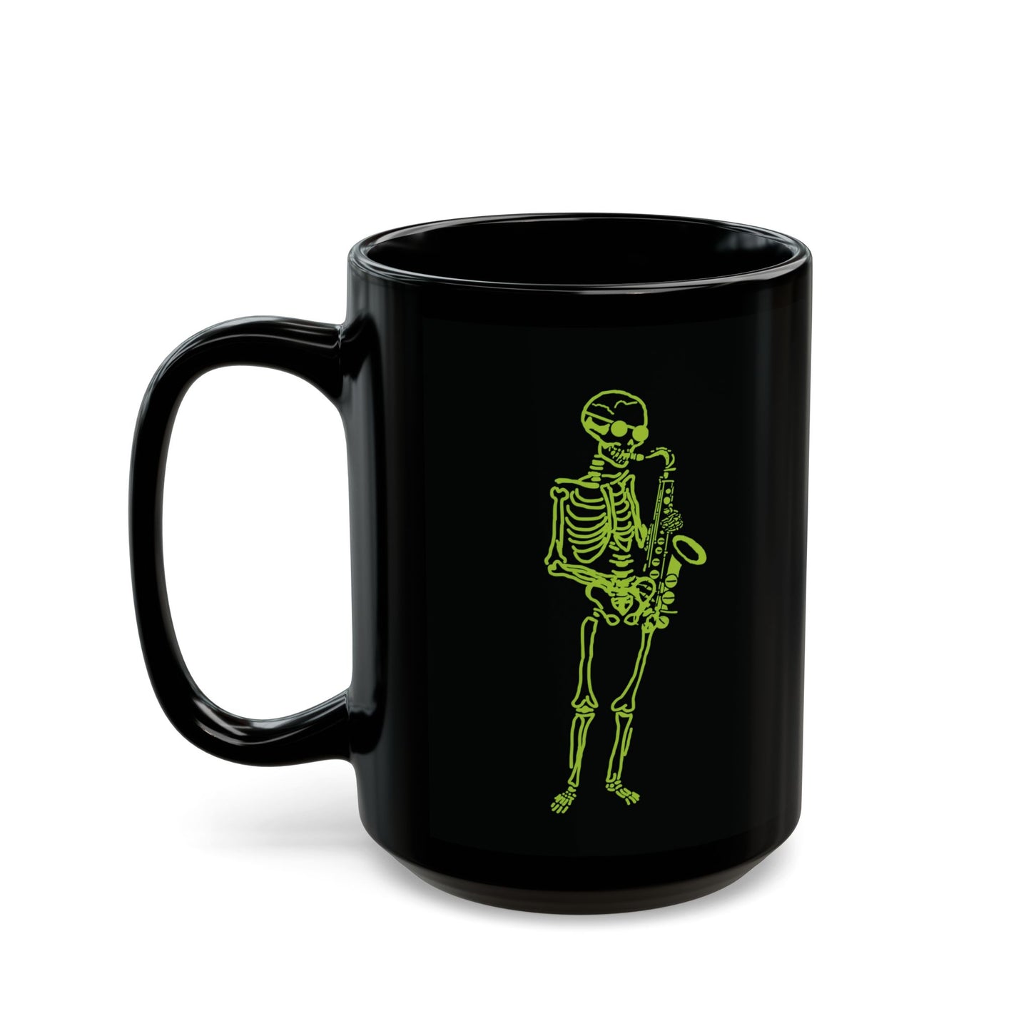 Skeleton Saxophonist Fluo Mug | Rock/Jazz Musician Gift