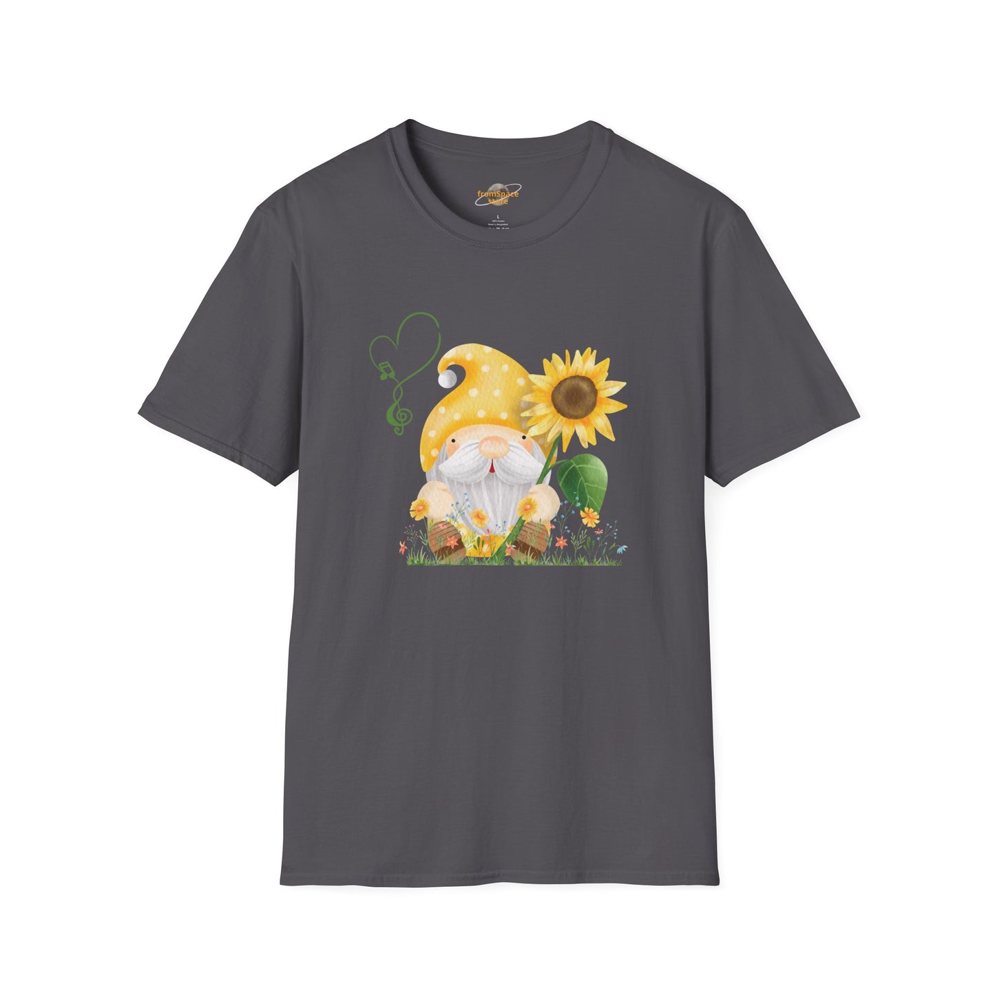 Gnome with Sunflower Unisex T-Shirt: Sunshine, Smiles & Secret Songs