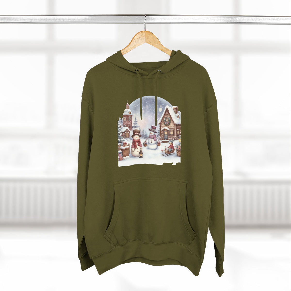 Three-Panel Fleece Hoodie - snowman design