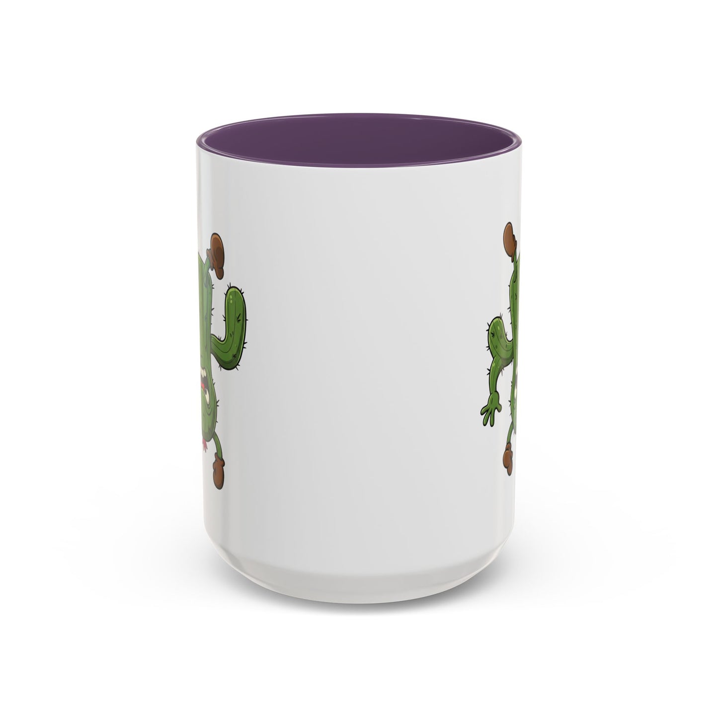 Cactus Mania Shocked Cactus Mug - Upside Down Fun Ceramic Cup 15oz Purple