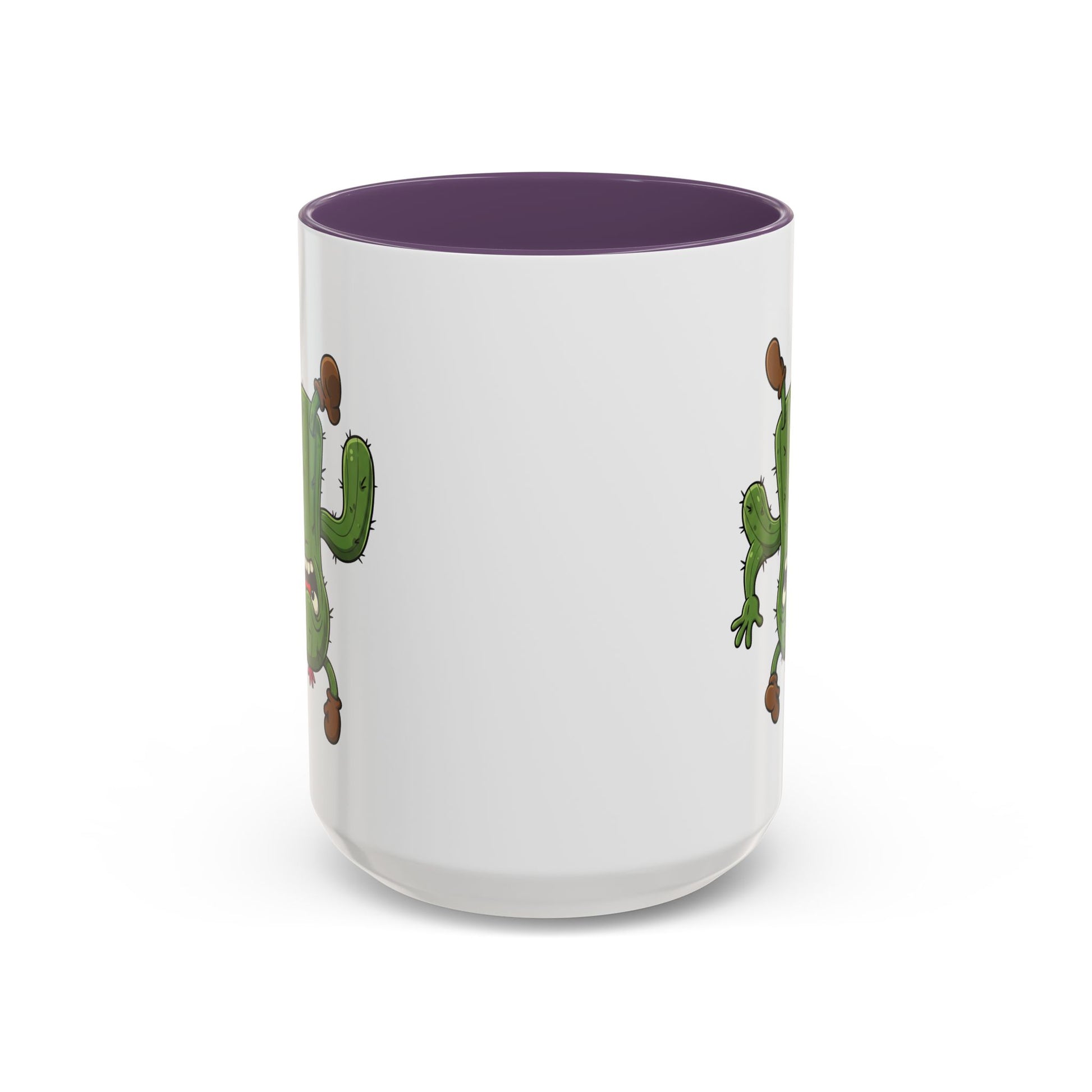 Cactus Mania Shocked Cactus Mug - Upside Down Fun Ceramic Cup 15oz Purple