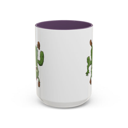 Cactus Mania Shocked Cactus Mug - Upside Down Fun Ceramic Cup 15oz Purple