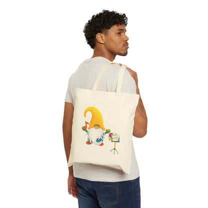 Melodious Gnome Music Stand Tote Bag: Carry Your Harmony & Whimsy (Natural & Black Canvas)
