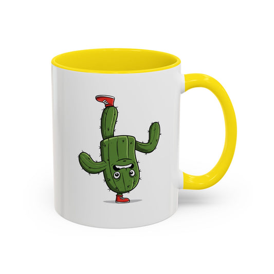 Cactus Mania Upside Down Cactus Mug - Unique & Fun Ceramic Cup for All Ages 11oz Yellow